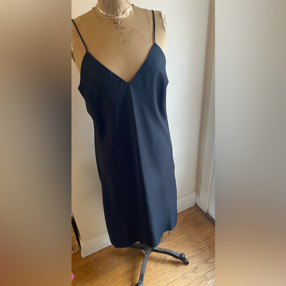 A New Day Black Midi Slip Dress Spaghetti Strap Minimalist M